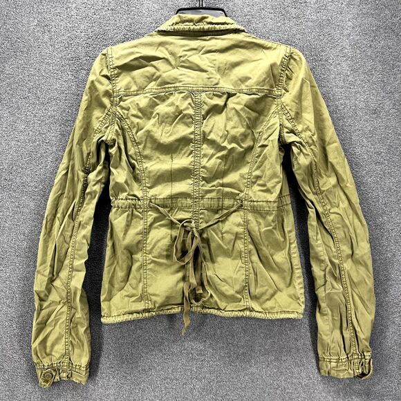 Hollister Parka Jacket Junior Large Olive Green Adjustable strings button pocket - Picture 2 of 16